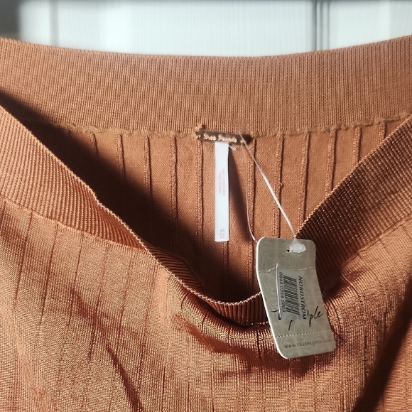 Free People Orange Ribbed Maxi Pencil Skirt Casual - Picture 4 of 8